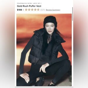 Alo Yoga Gold Rush Hooded Puffer Vest - Black Large